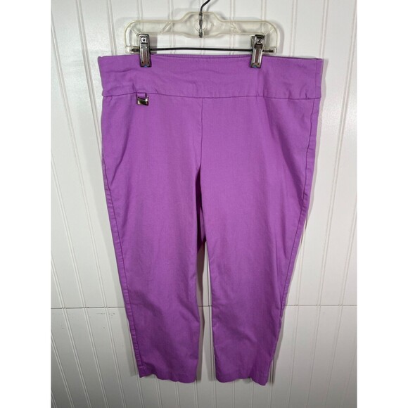 Alfani Pull On Mid Rise Crop Skinny Pants Size 8 Purple Tummy Control Capri - Picture 1 of 4